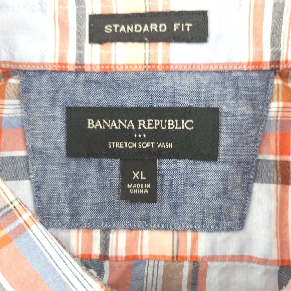 Banana Republic Shirt Mens XL Multicolor Plaid Long Sleeve Button Up Soft Wash